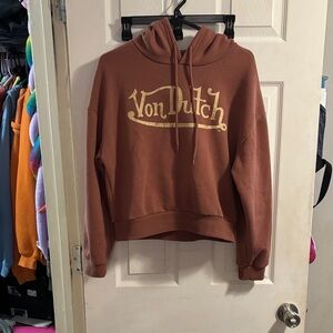 Von Dutch Women's Rust Hoodie with Gold Logo